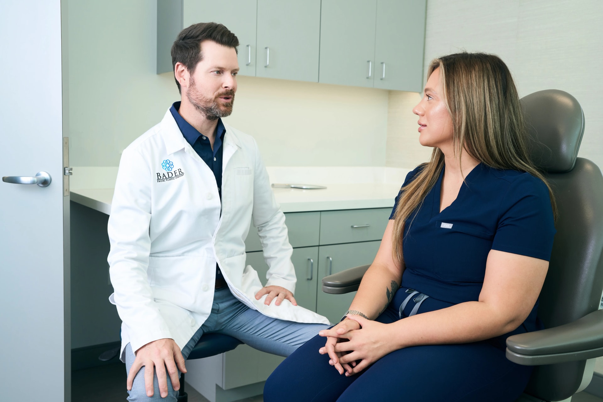 Facial Trauma: Dr. Bader doing a consultation with a young female patient
