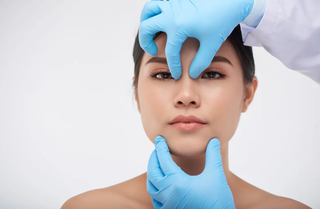 Facial Trauma: young girl getting nose analyzed post surgery