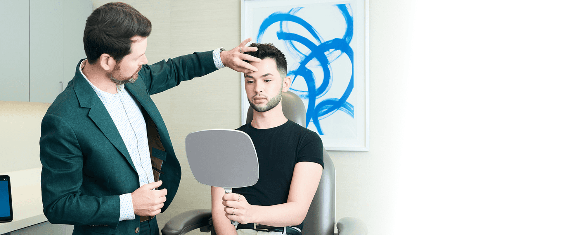 Dr. Bader with male rhinoplasty patient